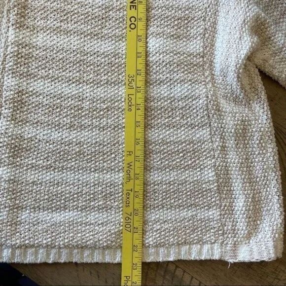 Chico's Cream and Tan Boatneck Cotton Blend Sweater - Picture 6 of 9